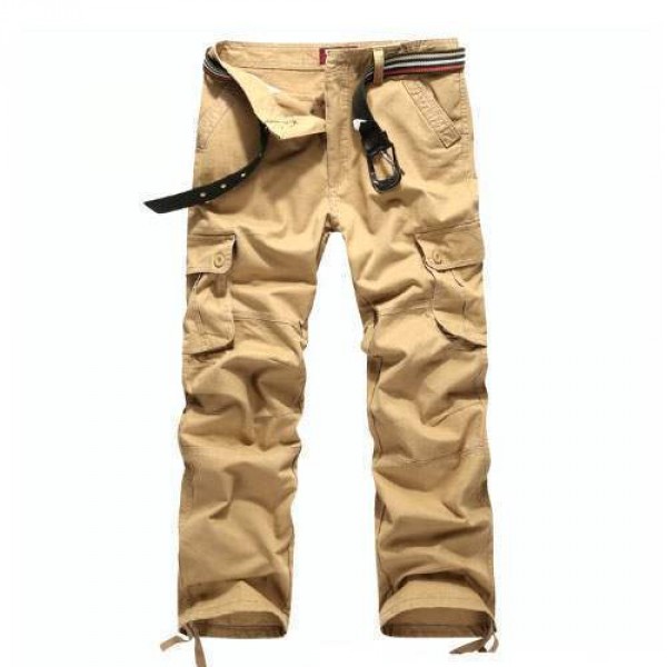 Pantalon Homme Cargo Essential Men Fashion Poches Militaire Beige